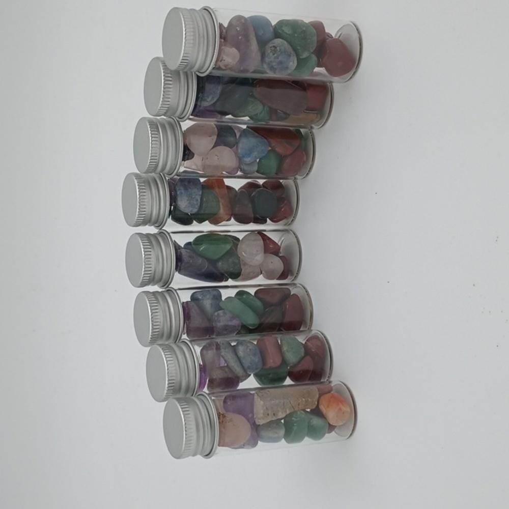 Healing Stone Vials Jasper Carnelian Blue Quartz Green Aventurine Amethyst Etc.
